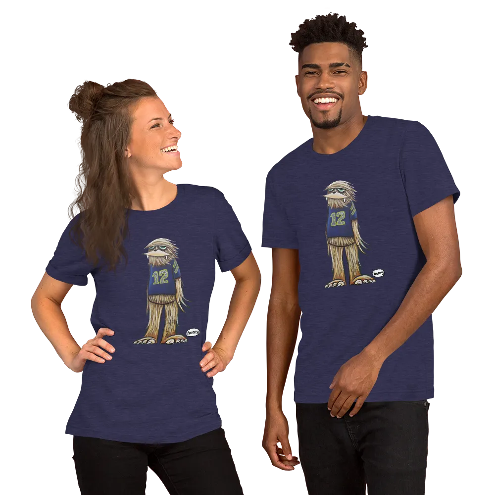 12th Man Sasquatch | Unisex Heathered Navy Tee-shirt