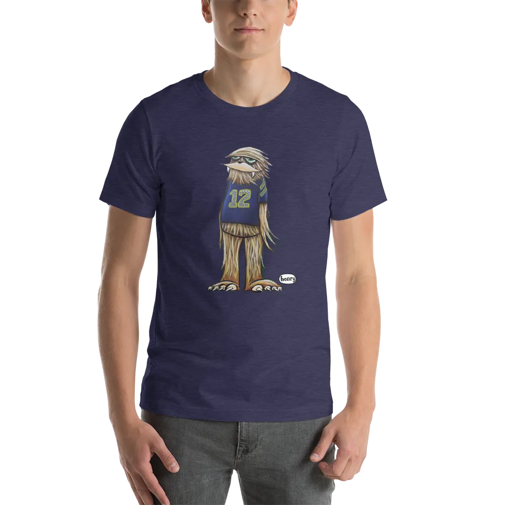 12th Man Sasquatch | Unisex Heathered Navy Tee-shirt