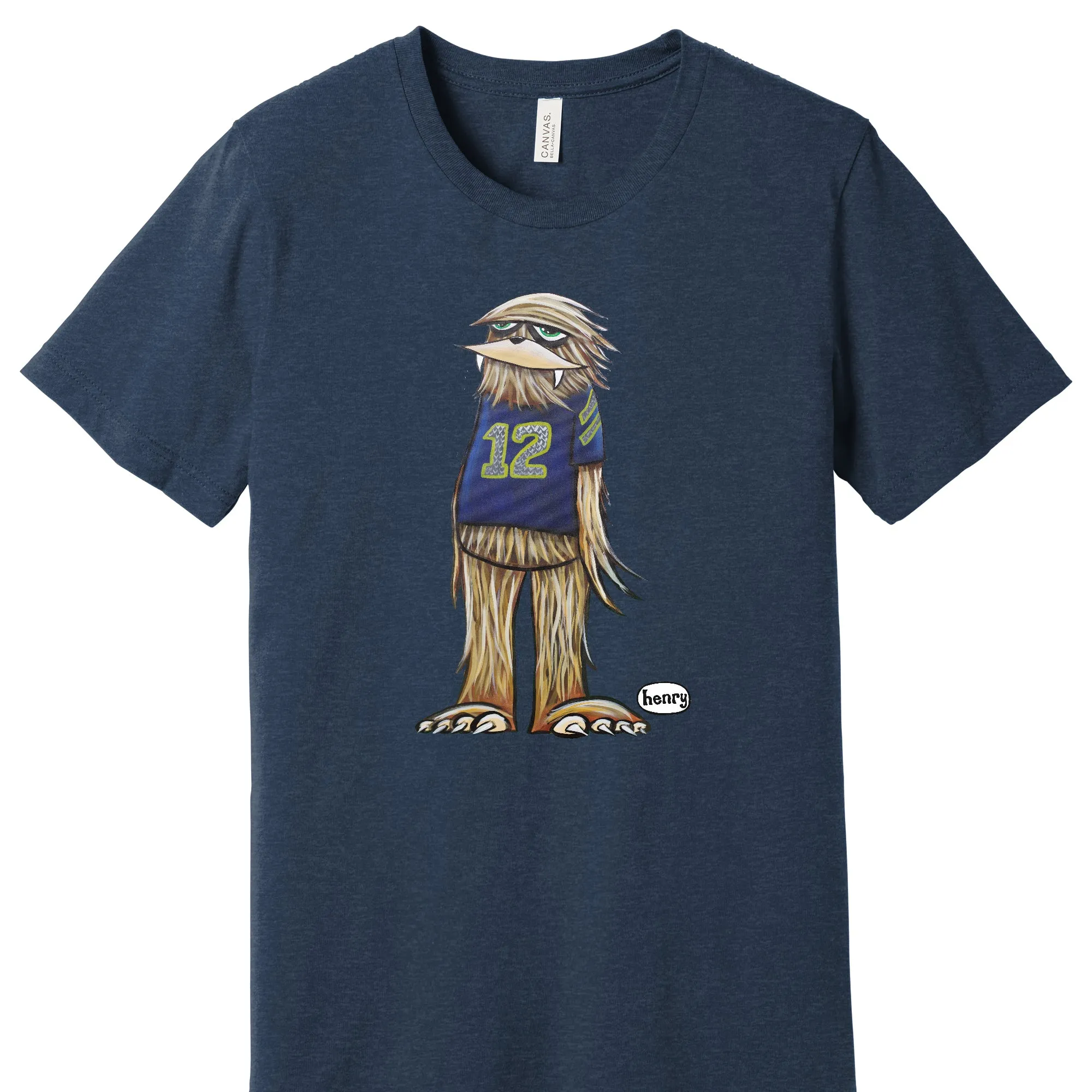 12th Man Sasquatch | Unisex Heathered Navy Tee-shirt