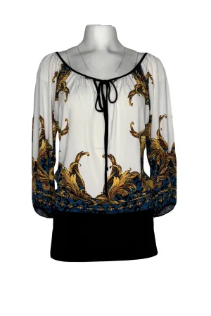3/4 sleeve low front and back neck banded tunic