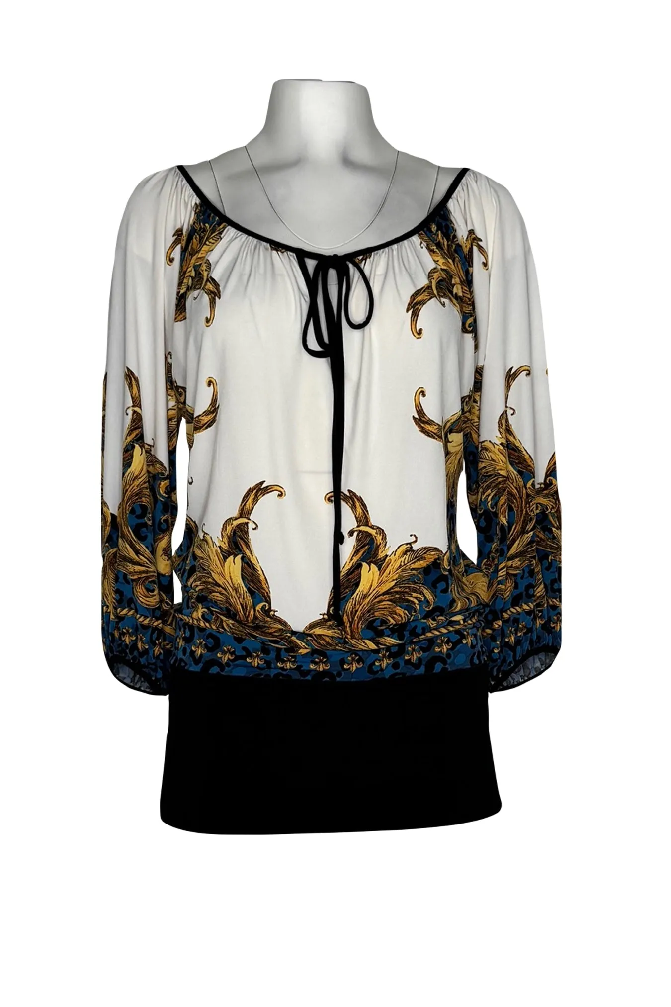 3/4 sleeve low front and back neck banded tunic