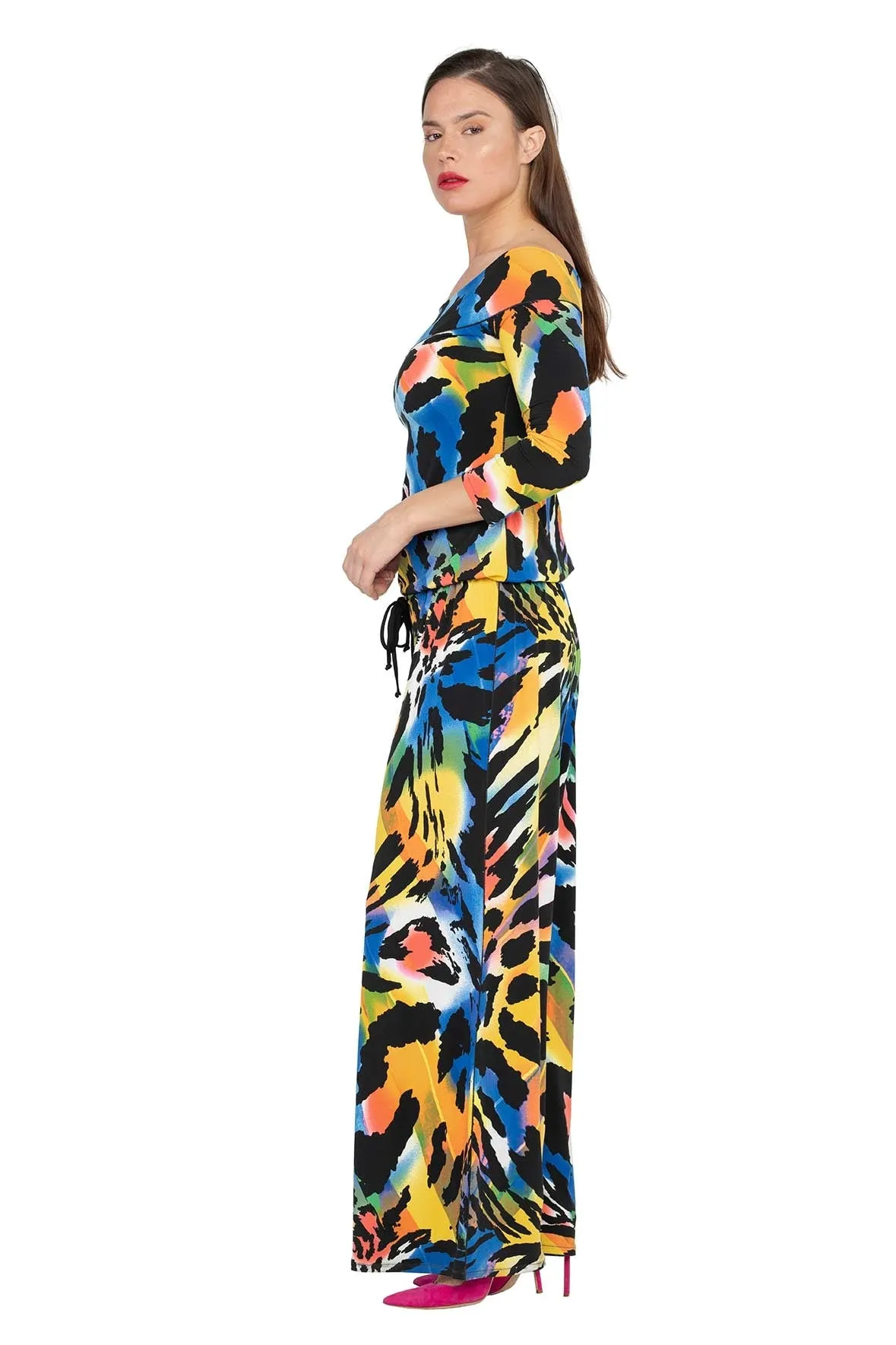 3/4 Sleeve Off Shoulder Jumpsuit