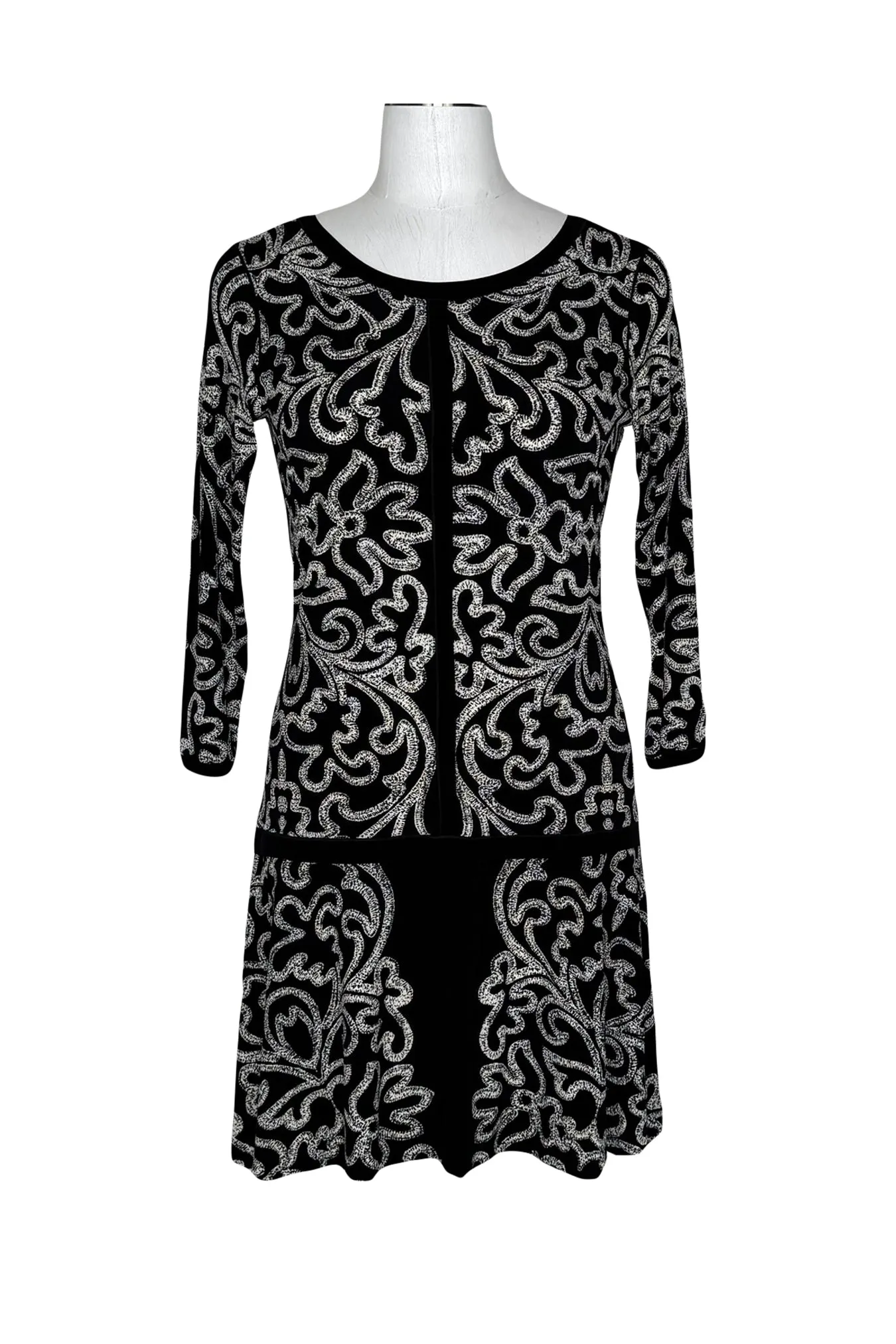 3/4 Sleeve round overskirt banded dress
