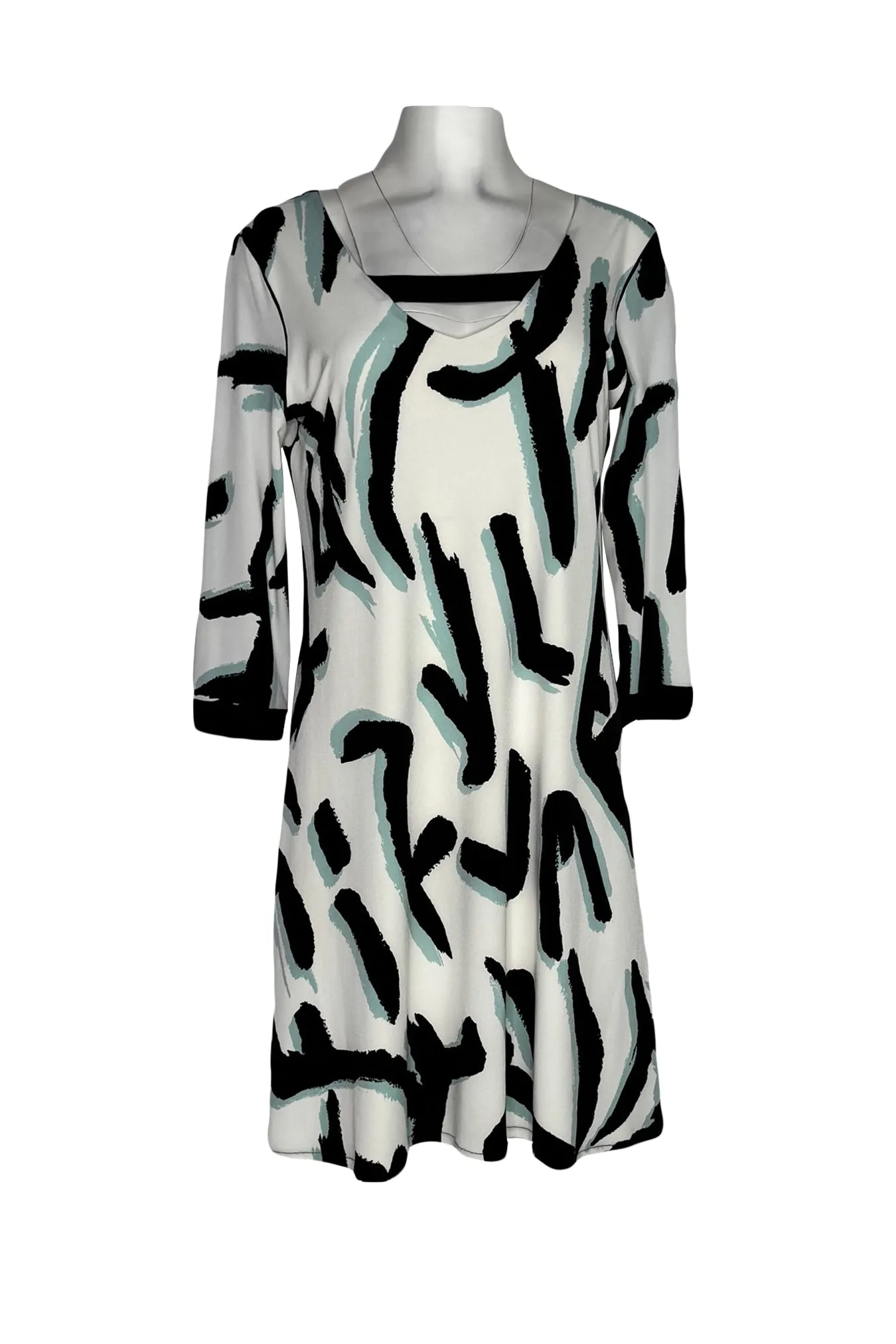 3/4 Sleeve v neck lined dress