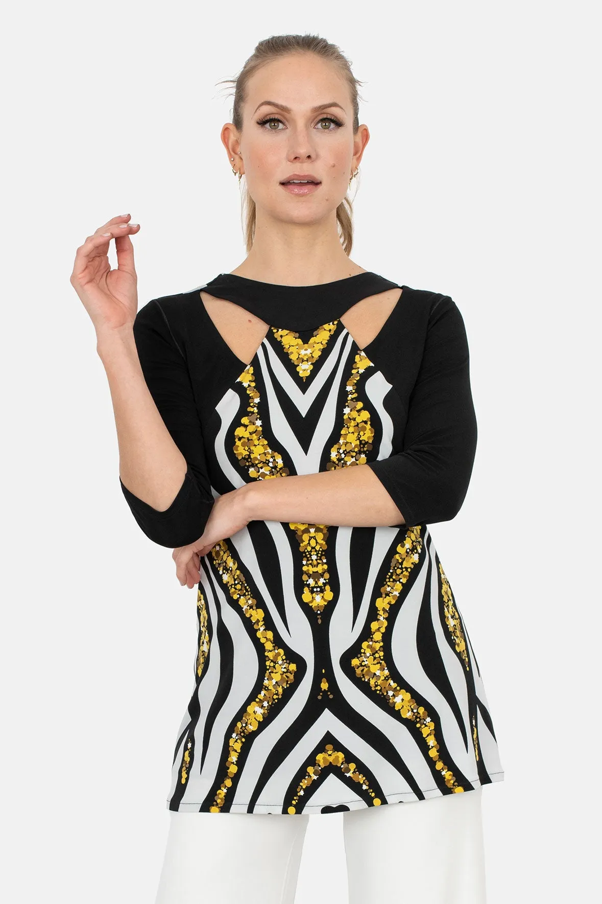 3/4 SLV Contrast Pieces & Holes NB Tunic