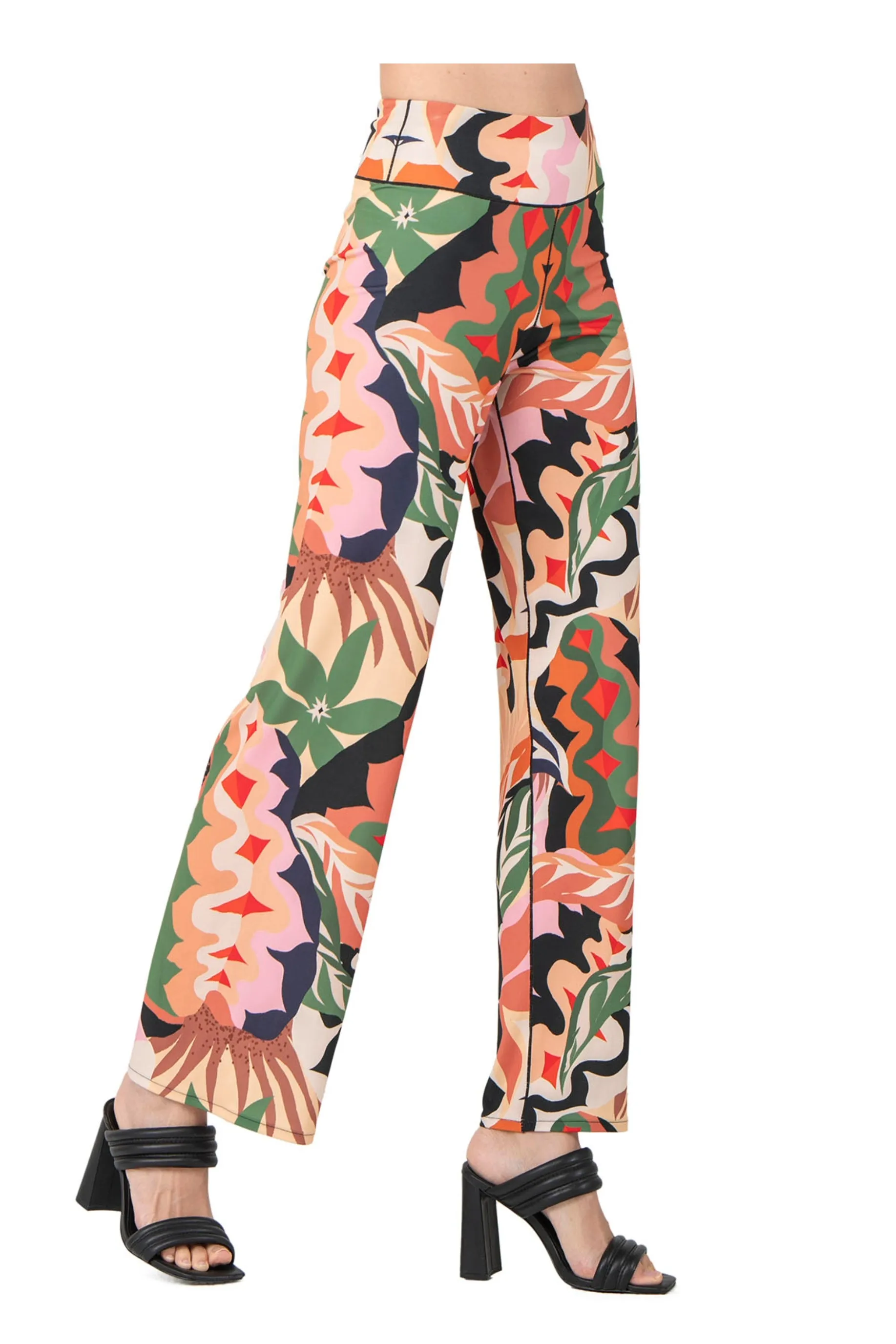 3.5" Yoke Straight High Elastic Waist Long Pants