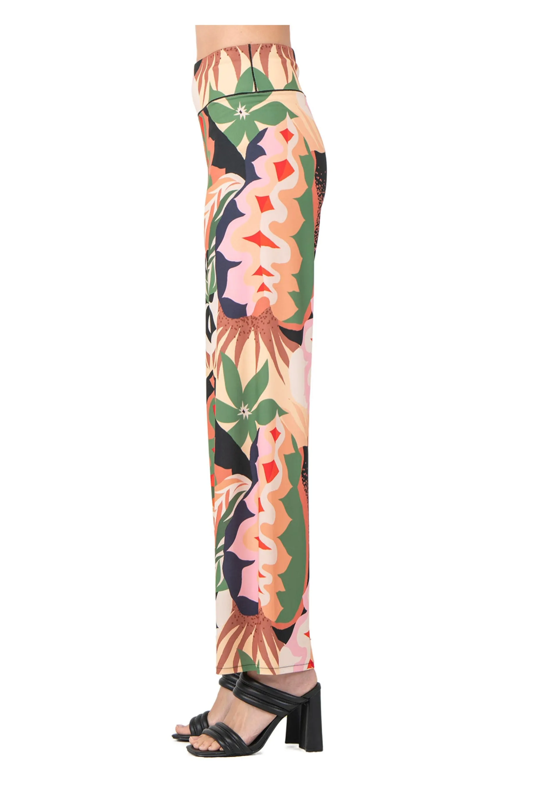 3.5" Yoke Straight High Elastic Waist Long Pants
