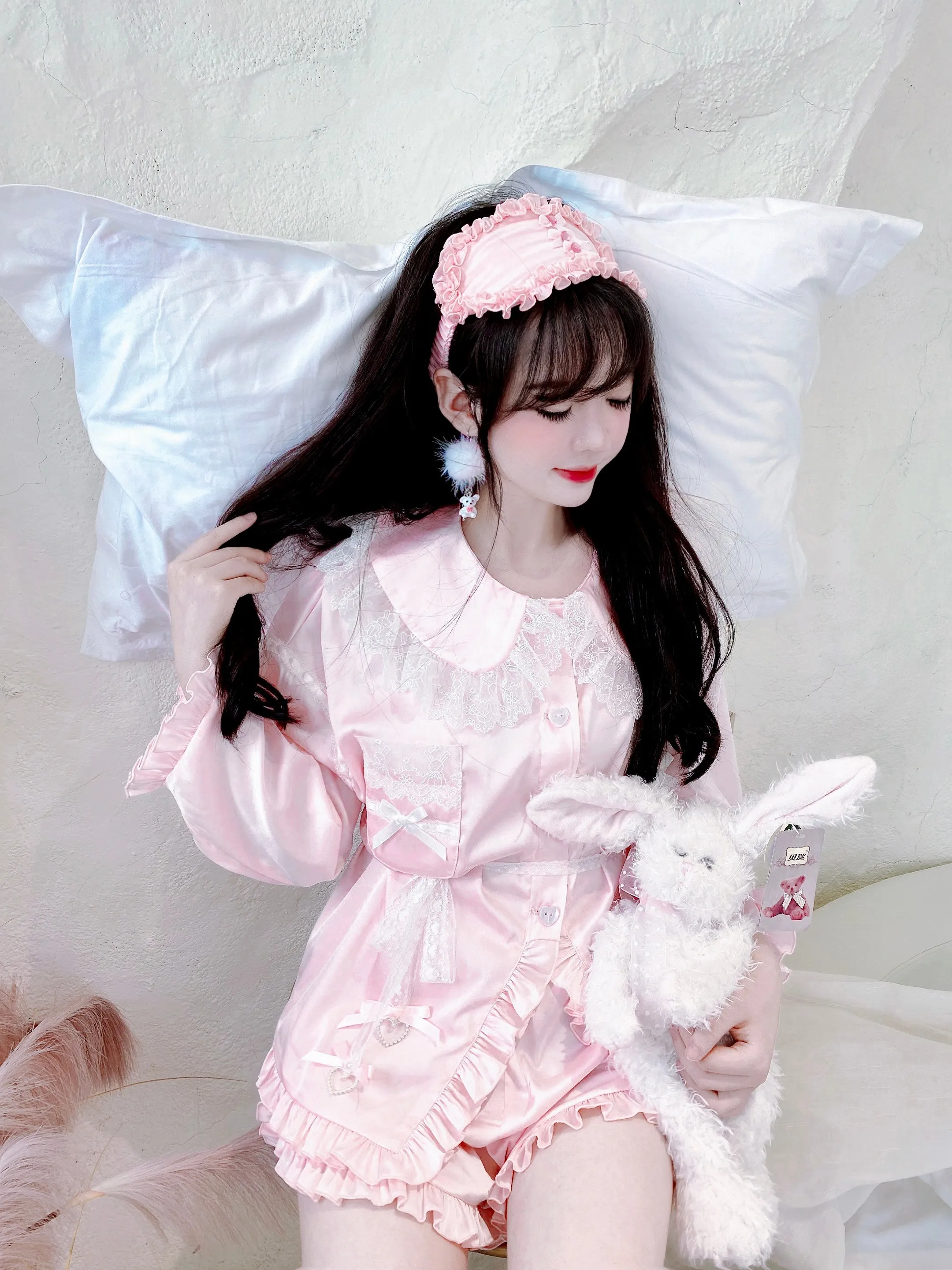 Angelic Rosé Satin Lounge wear set