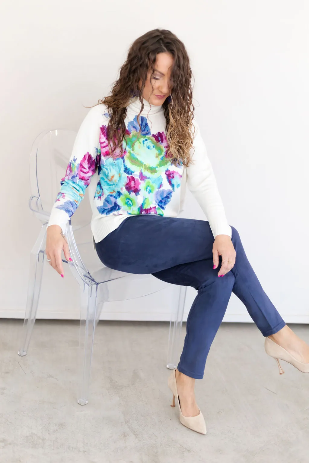 Annelise Suede Pant | Navy