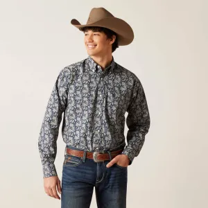 Ariat Mens Wrinkle Free Kohen Classic Fit Shirt Deep Pacific