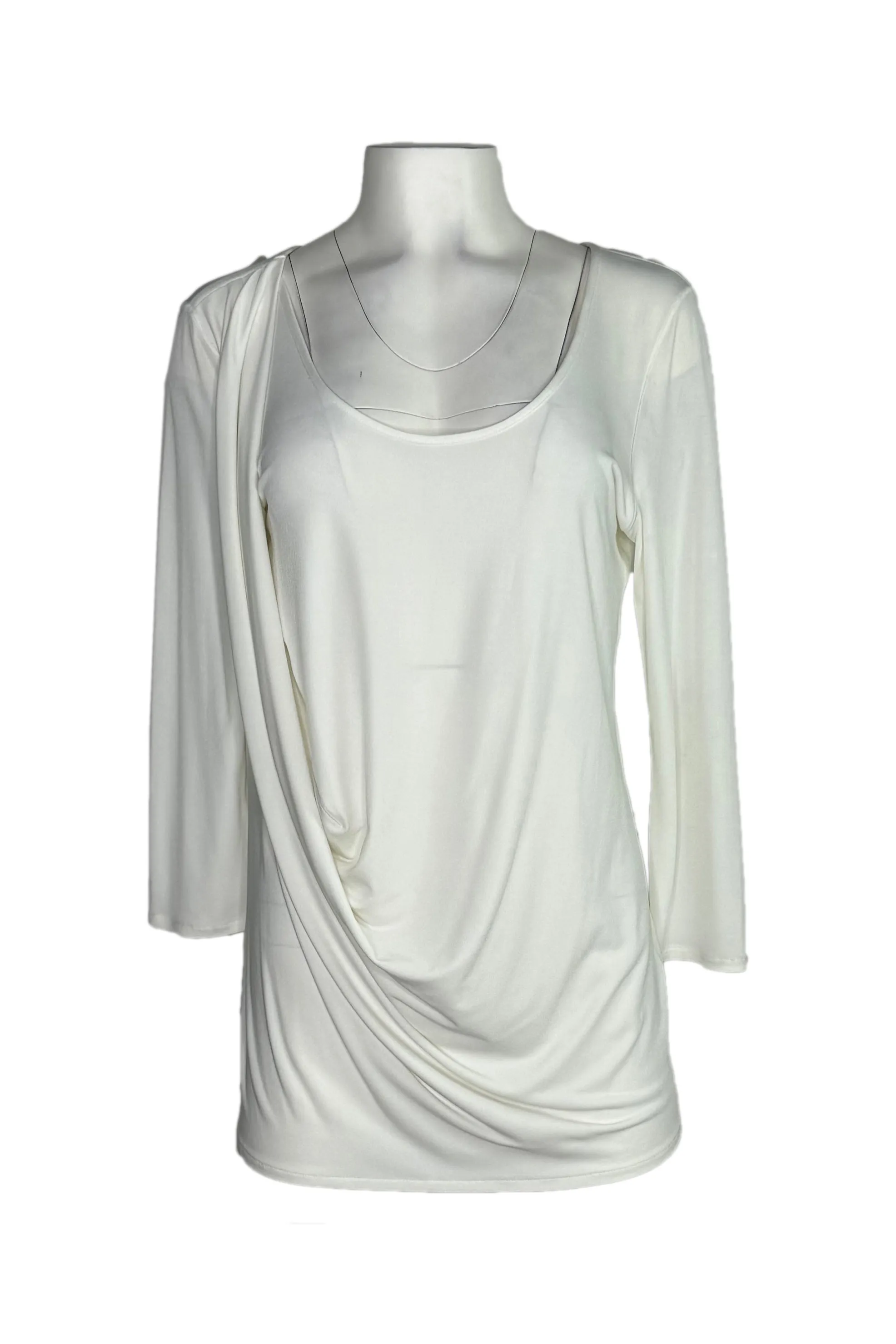 Asymmetric drape 3/4 sleeve tunic