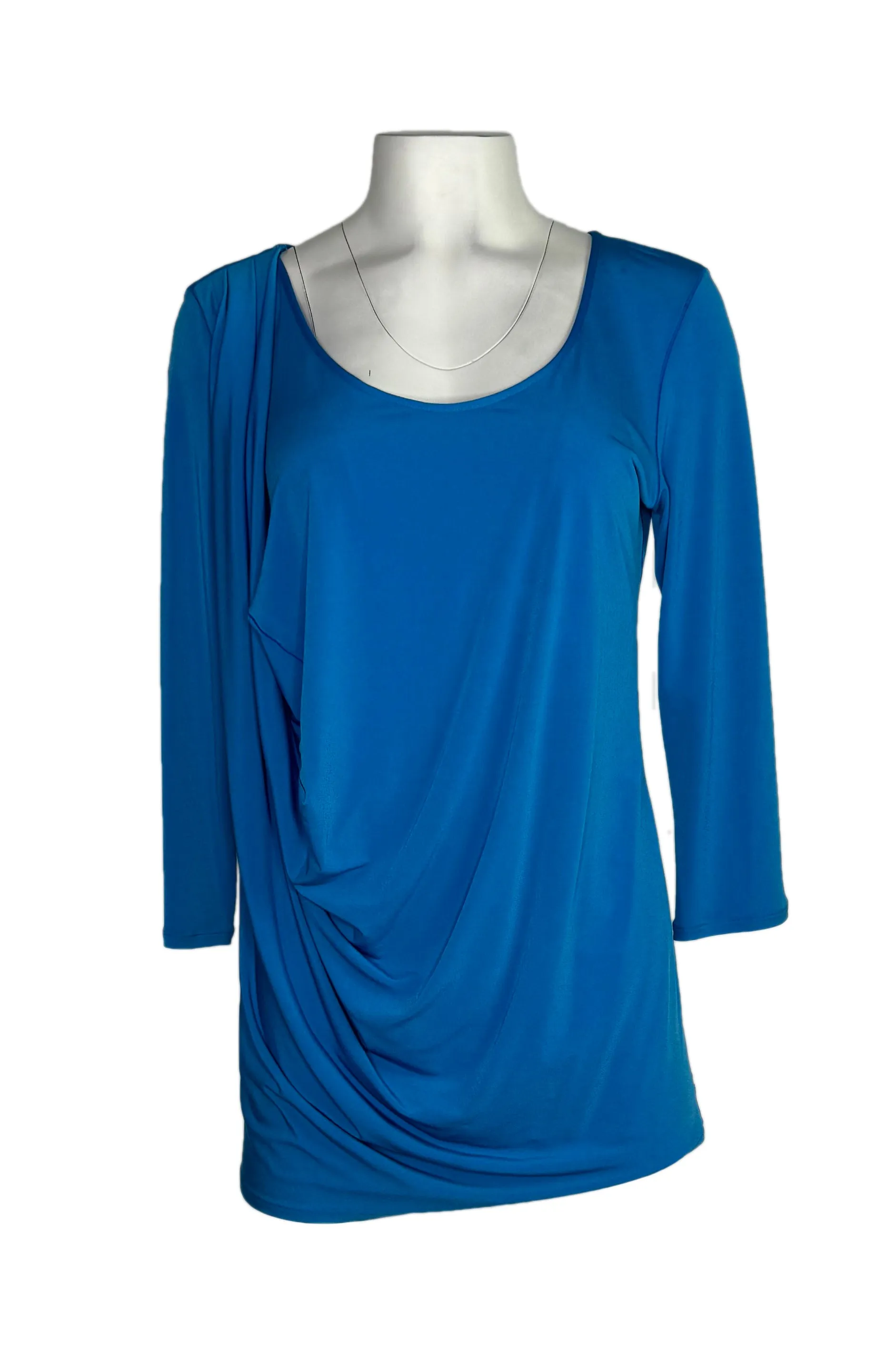 Asymmetric draped 3/4 sleeve tunic