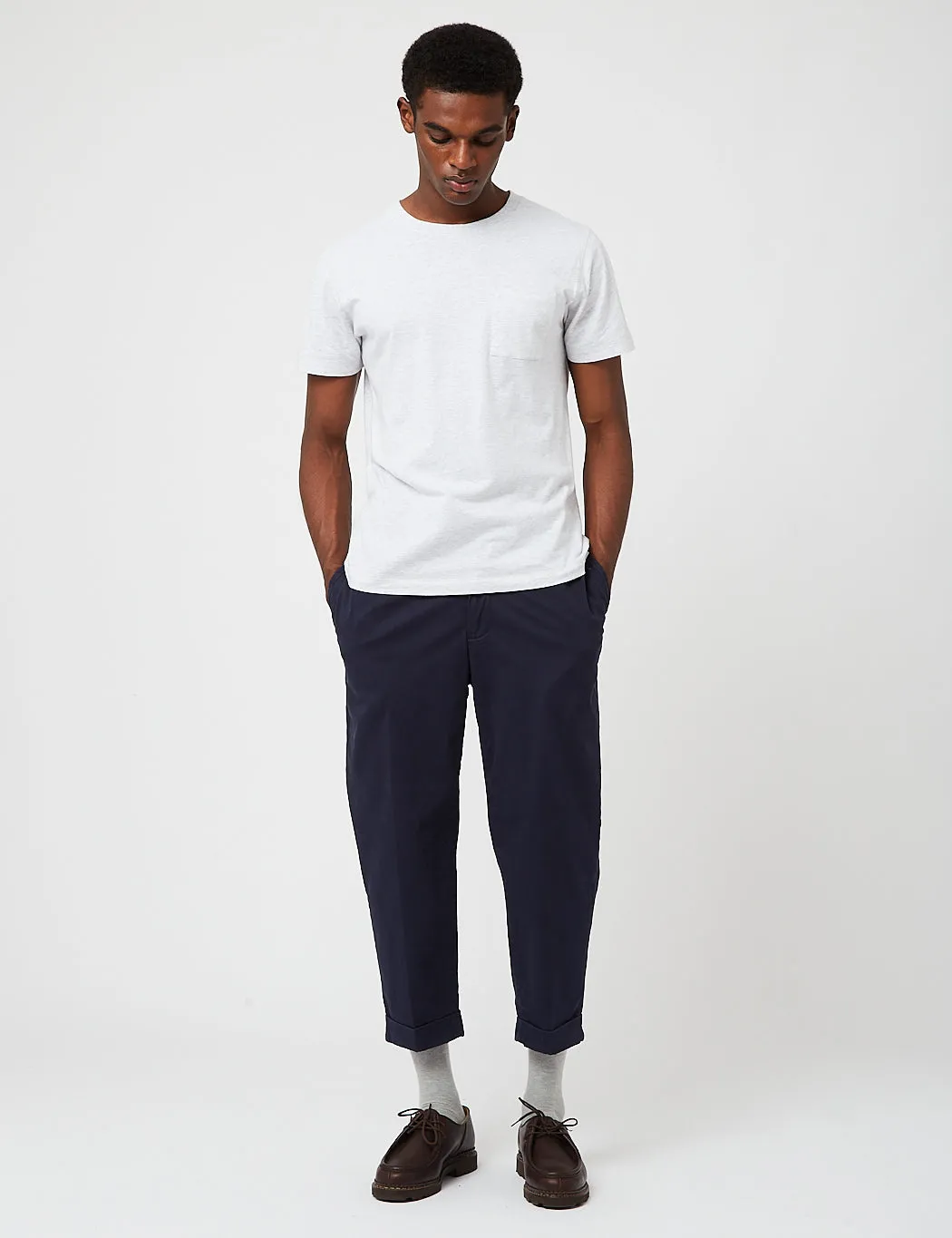 Beams Plus 2 Pleat Twill Pants - Dark Navy Blue