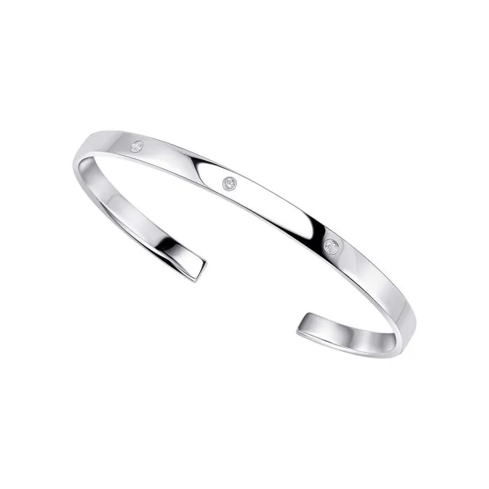 Beginnings Sterling Silver Torque Bangle with Cubic Zirconia