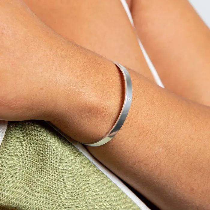 Beginnings Sterling Silver Torque Bangle with Cubic Zirconia