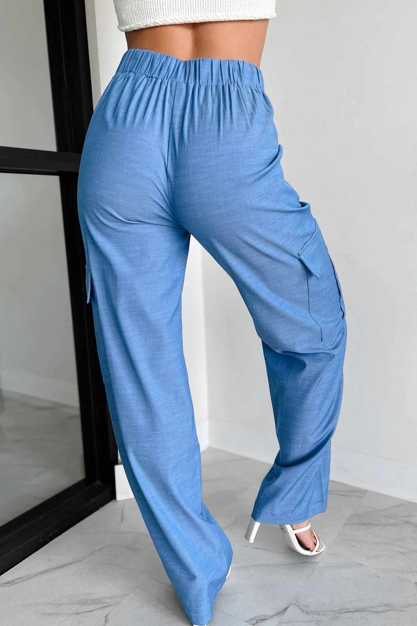 Behind The Smiles High Waist Cargo Pants (Indigo)