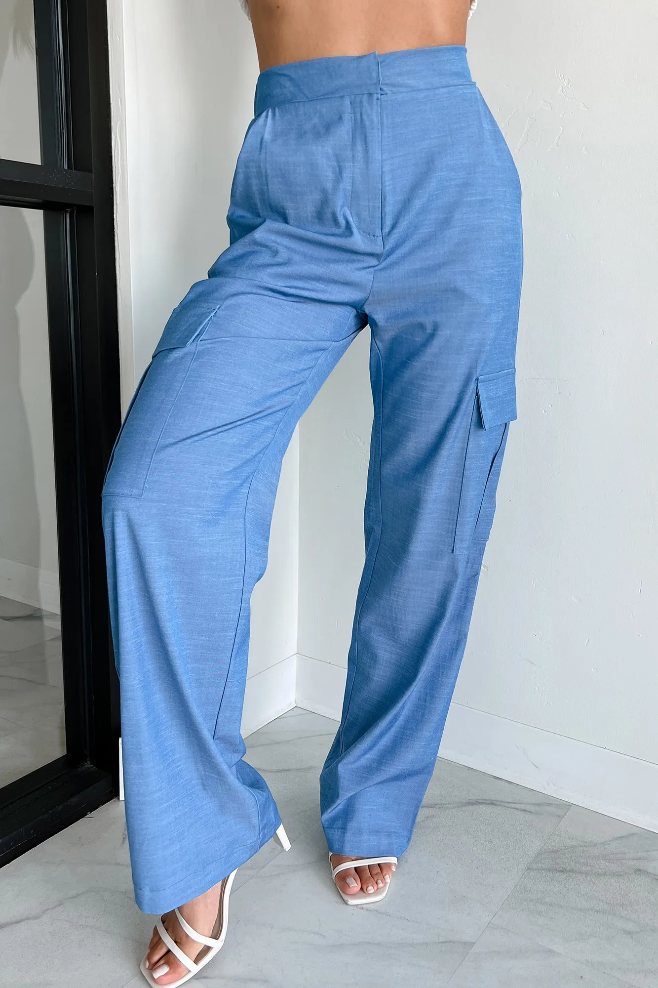 Behind The Smiles High Waist Cargo Pants (Indigo)