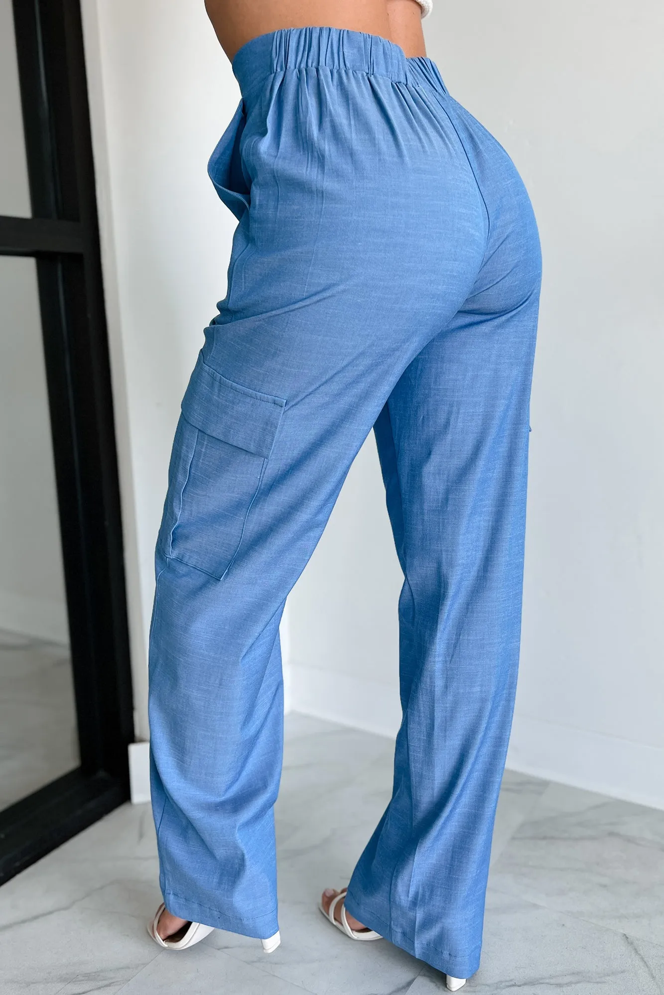 Behind The Smiles High Waist Cargo Pants (Indigo)