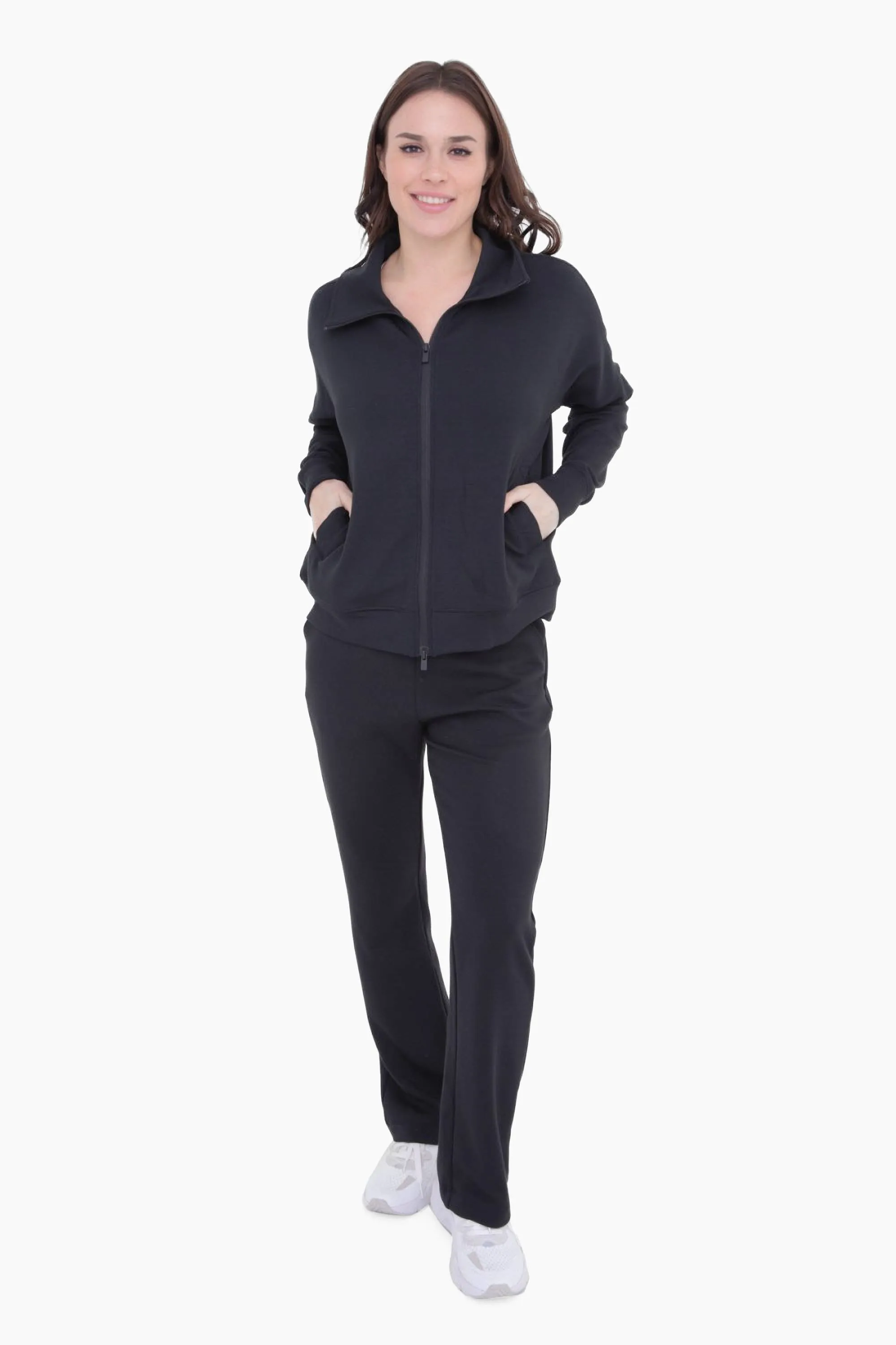 Black Modal Blend High-Waist Pants