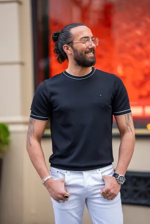Black Slim Fit Crew Neck T-Shirt for Men by GentWith