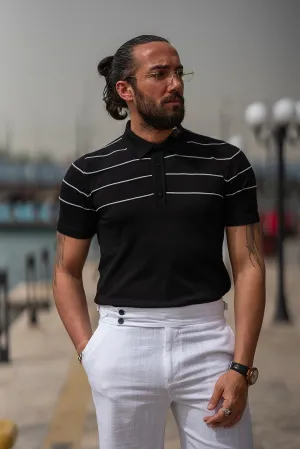Black Slim Fit Polo T-Shirt for Men by GentWith