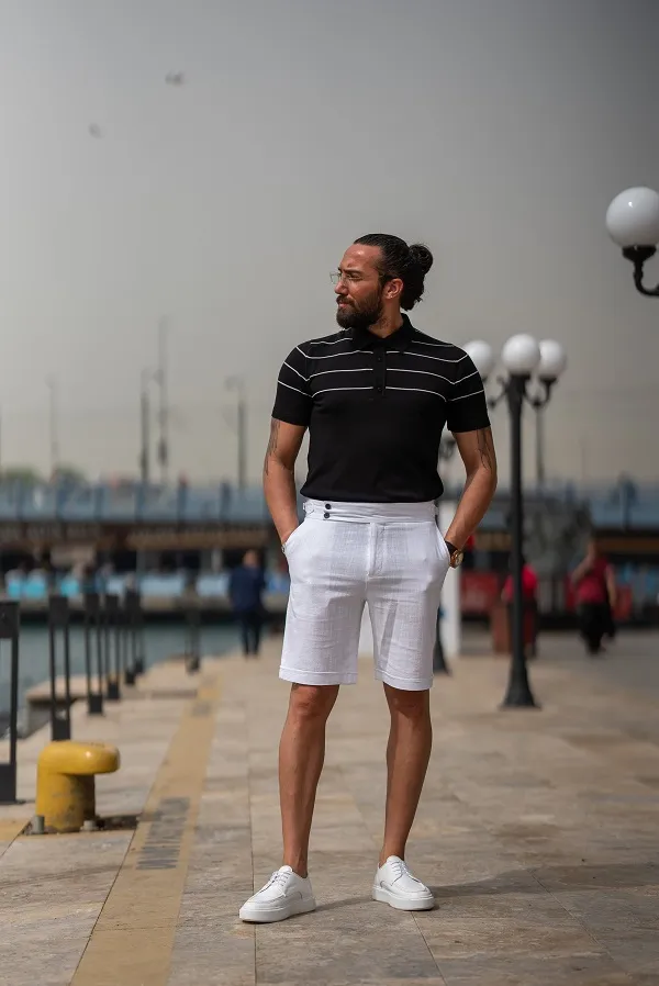 Black Slim Fit Polo T-Shirt for Men by GentWith