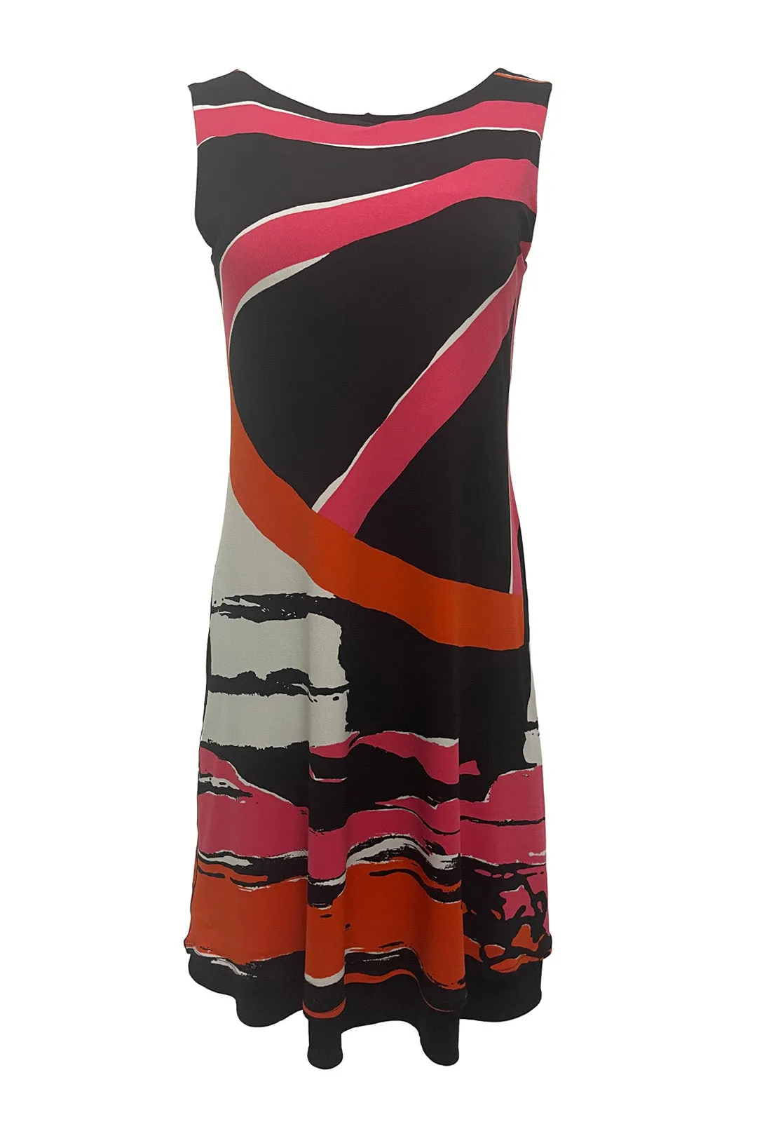 BOAT NECK A LINE TURN OVER KNEE LENGTH DRESS
