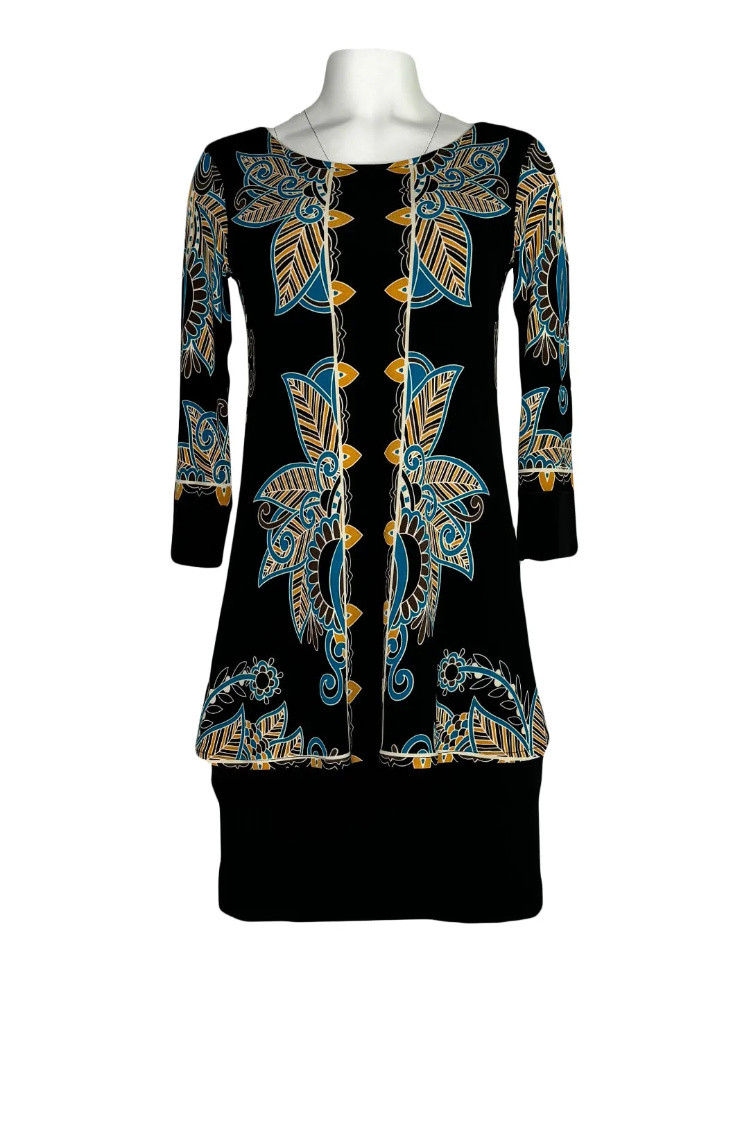 Boat neck banded 3/4 sleeve layered tunic