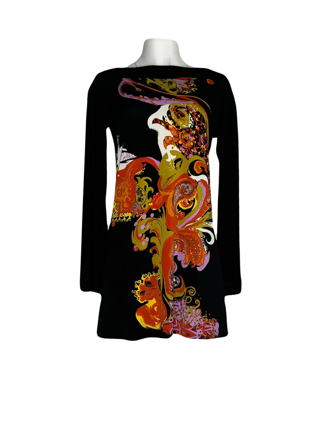 Boat neck banded long sleeve single layer tunic