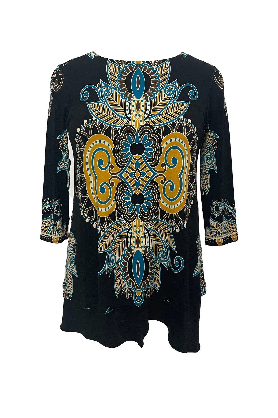 BOAT NECK DOUBLE LAYERED 3/4 SLEEVE TUNIC