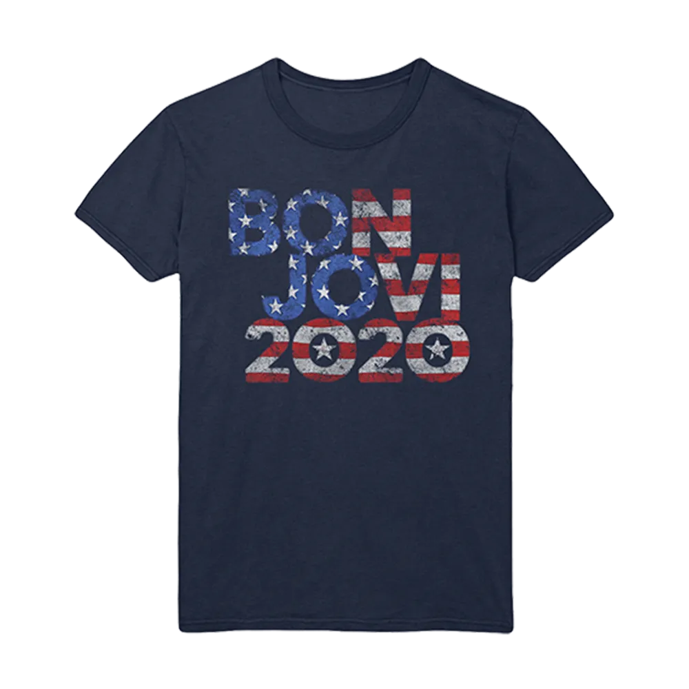 Bon Jovi 2020 Stars & Stripes Navy T-Shirt