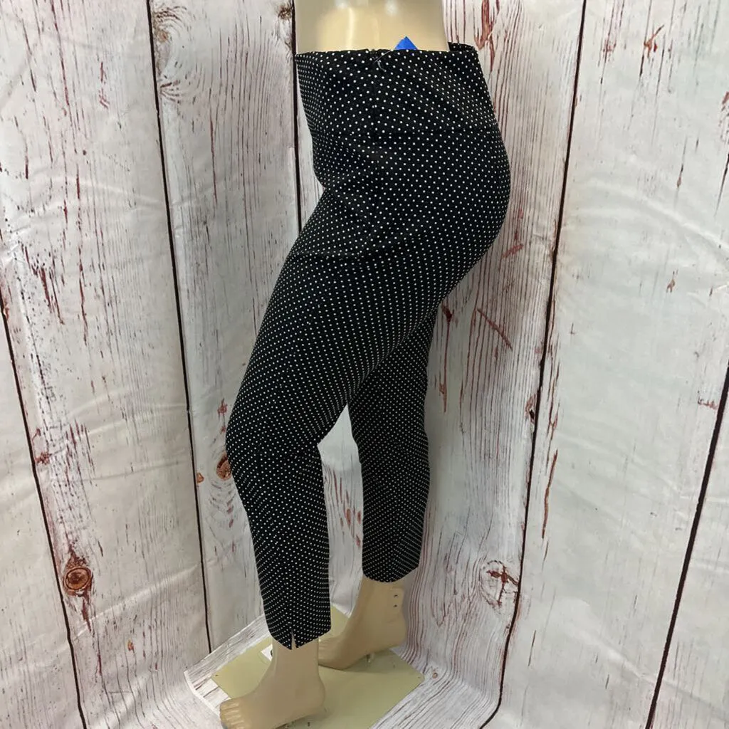 CABI BLACK WHITE DOT SIDE ZIP PANT SZ 6 TCC