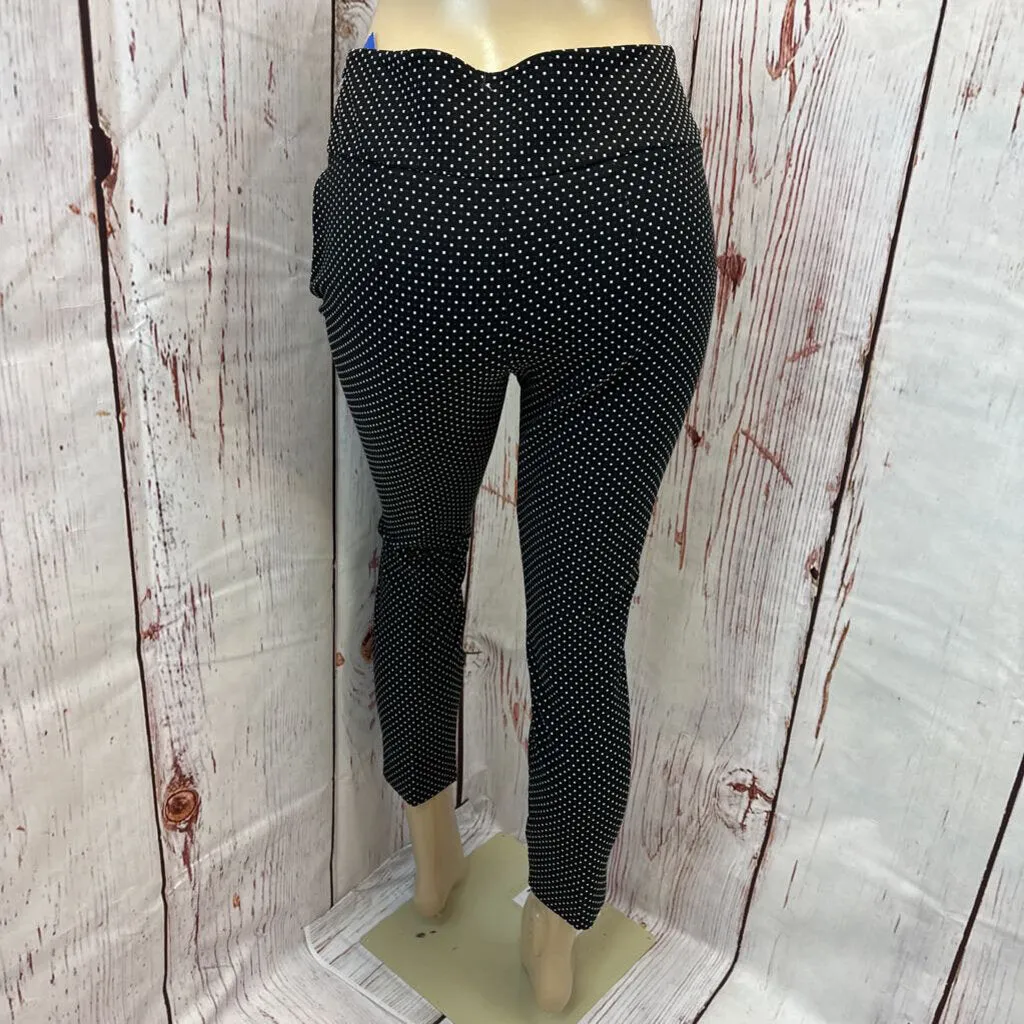 CABI BLACK WHITE DOT SIDE ZIP PANT SZ 6 TCC