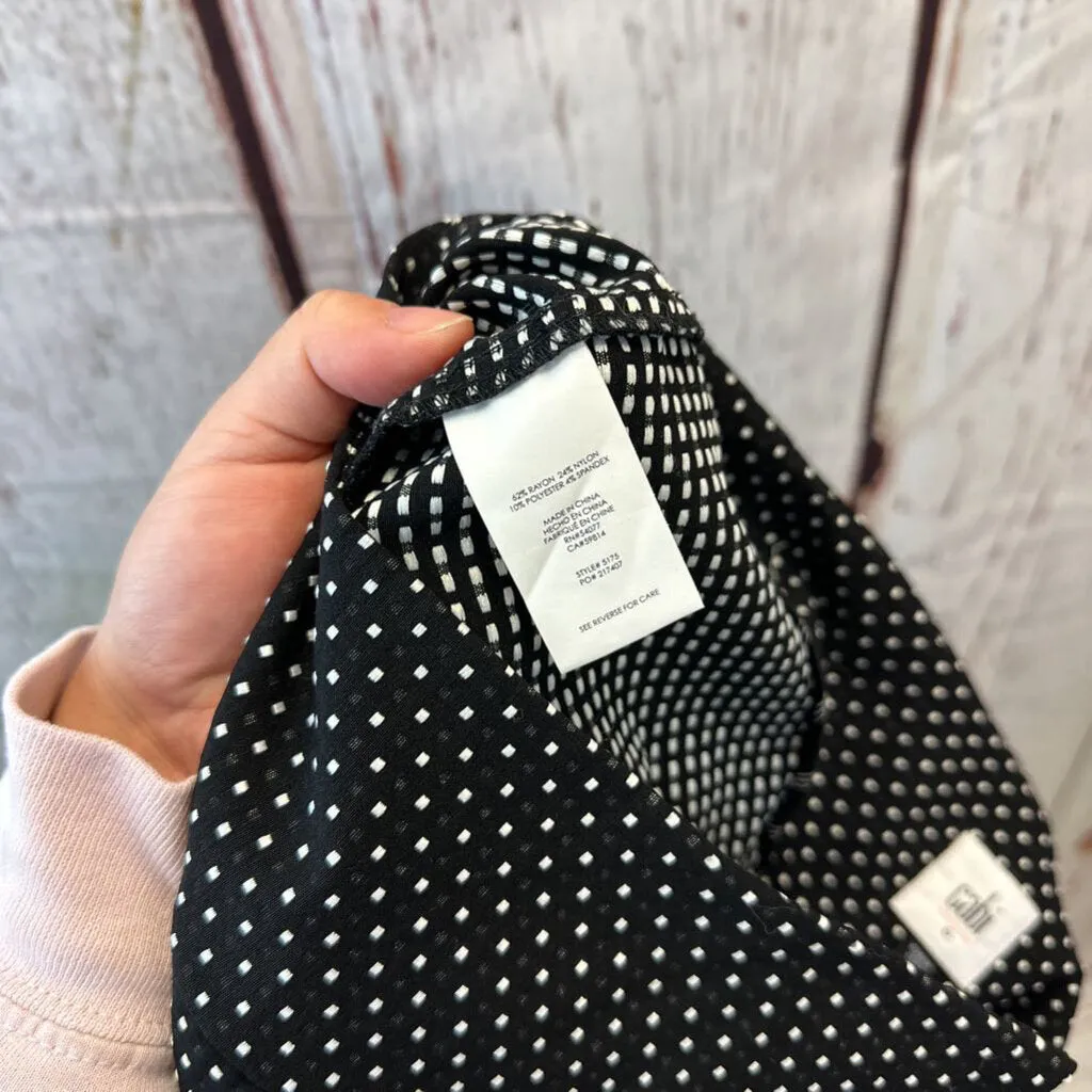 CABI BLACK WHITE DOT SIDE ZIP PANT SZ 6 TCC