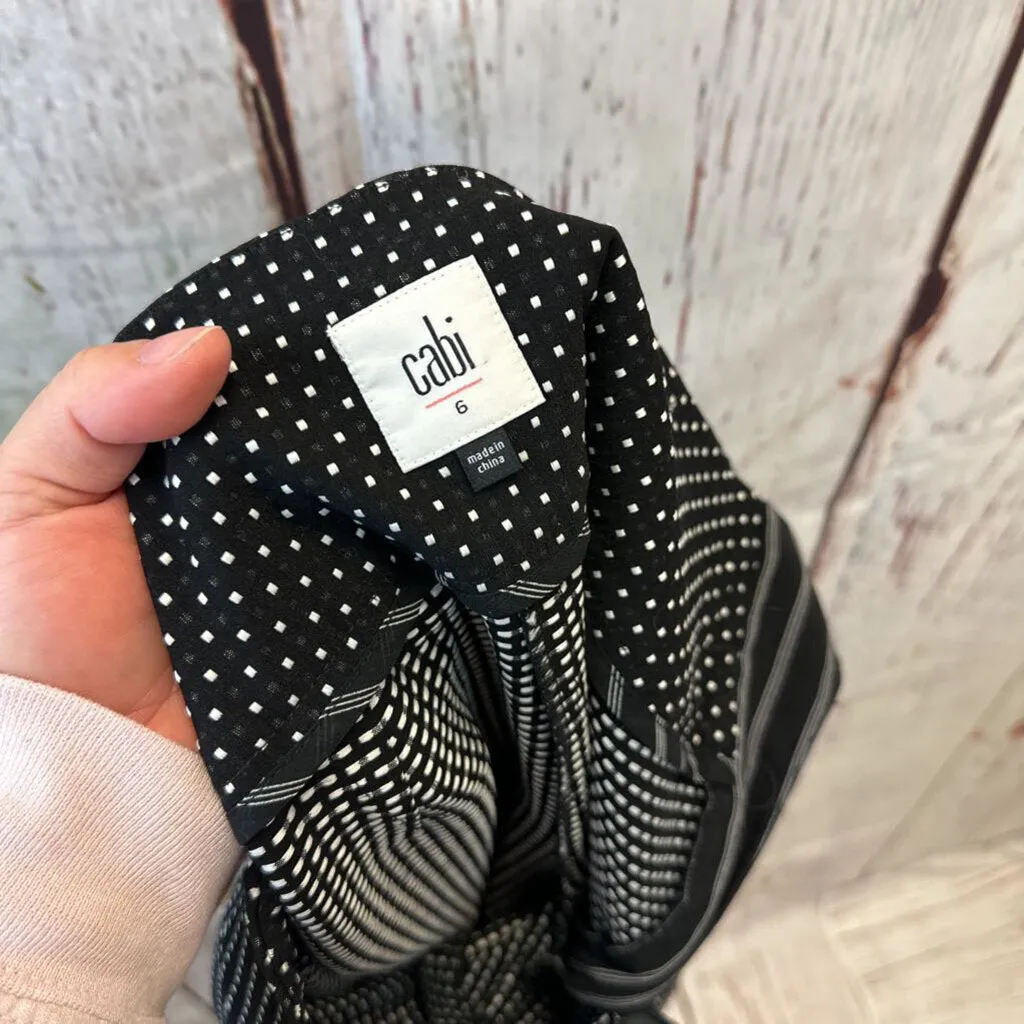 CABI BLACK WHITE DOT SIDE ZIP PANT SZ 6 TCC