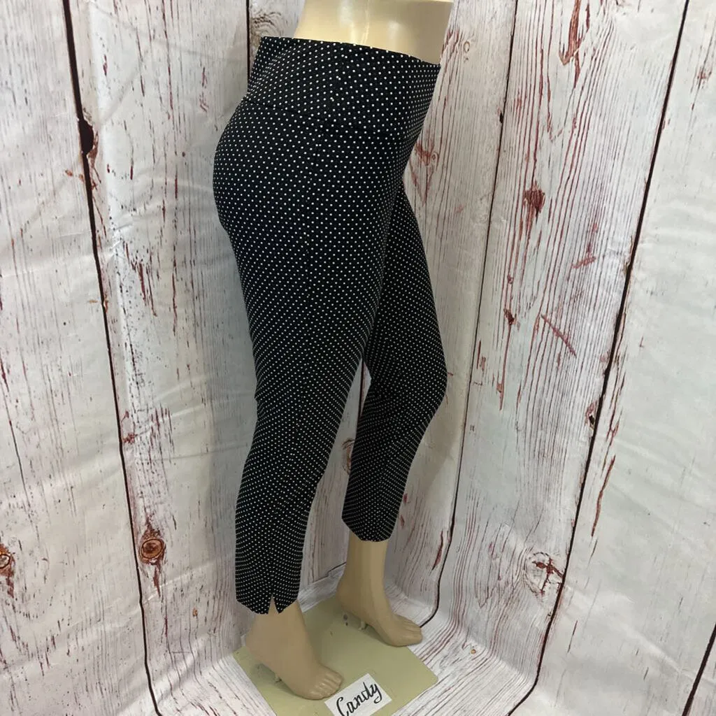 CABI BLACK WHITE DOT SIDE ZIP PANT SZ 6 TCC