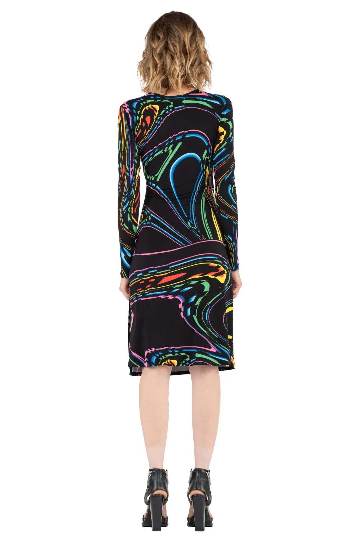 Calf Length Long SLV Wrap Dress