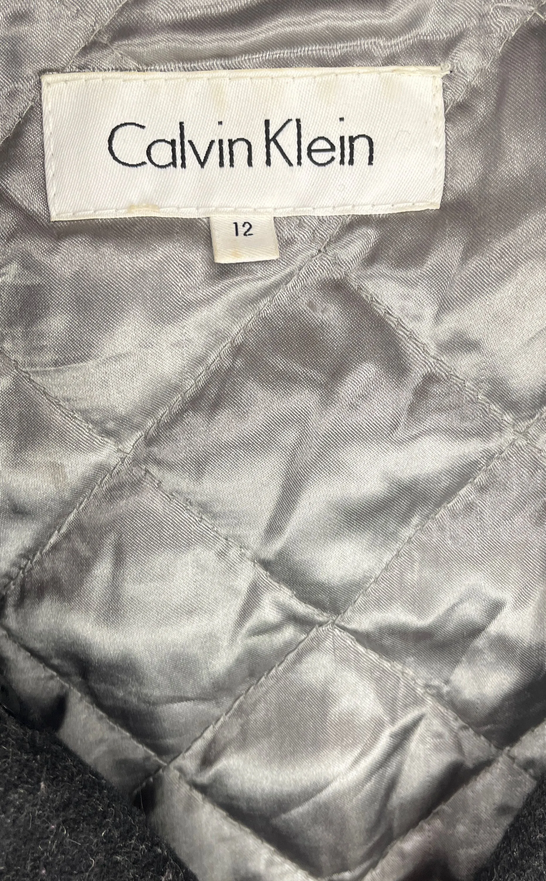 Calvin Klein Women's Gray Wool Double Breasted Jacket W/Silver Buttons Size 6