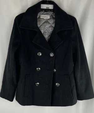 Calvin Klein Women's Gray Wool Double Breasted Jacket W/Silver Buttons Size 6