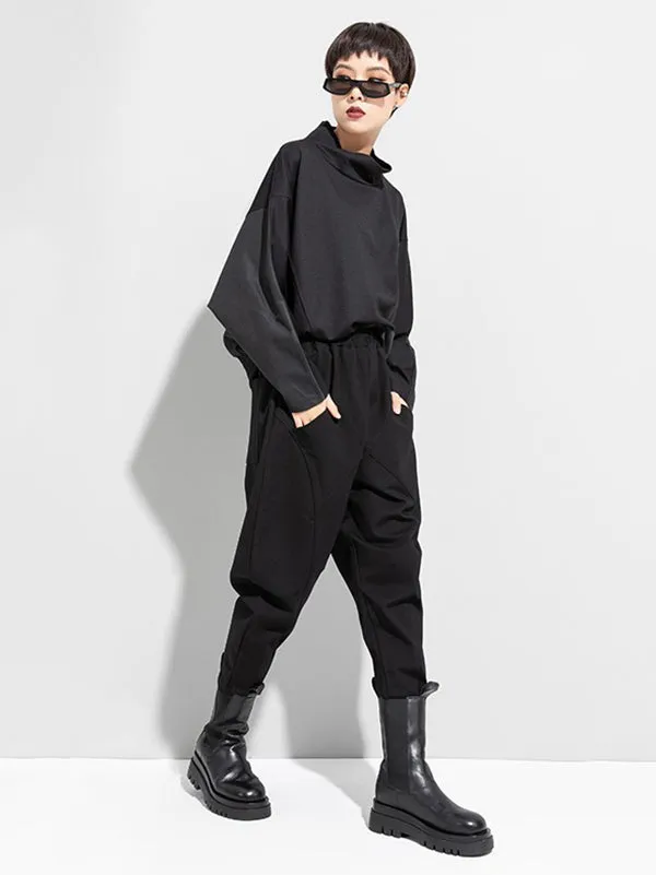 Casual High Waist Solid Color Fleece Harem Pants