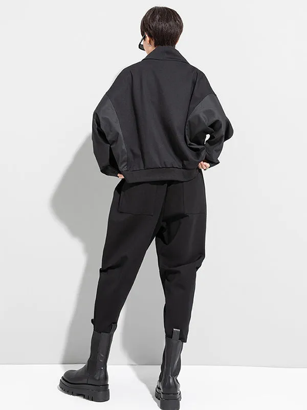 Casual High Waist Solid Color Fleece Harem Pants