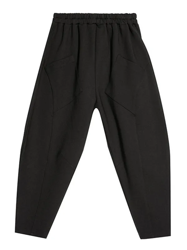 Casual High Waist Solid Color Fleece Harem Pants