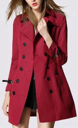 Deep Red Short Trench Coat