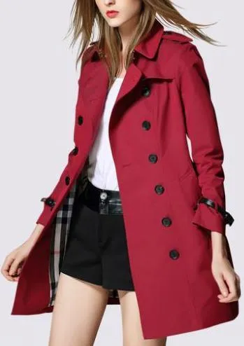 Deep Red Short Trench Coat