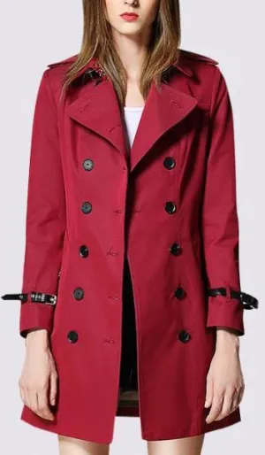 Deep Red Short Trench Coat