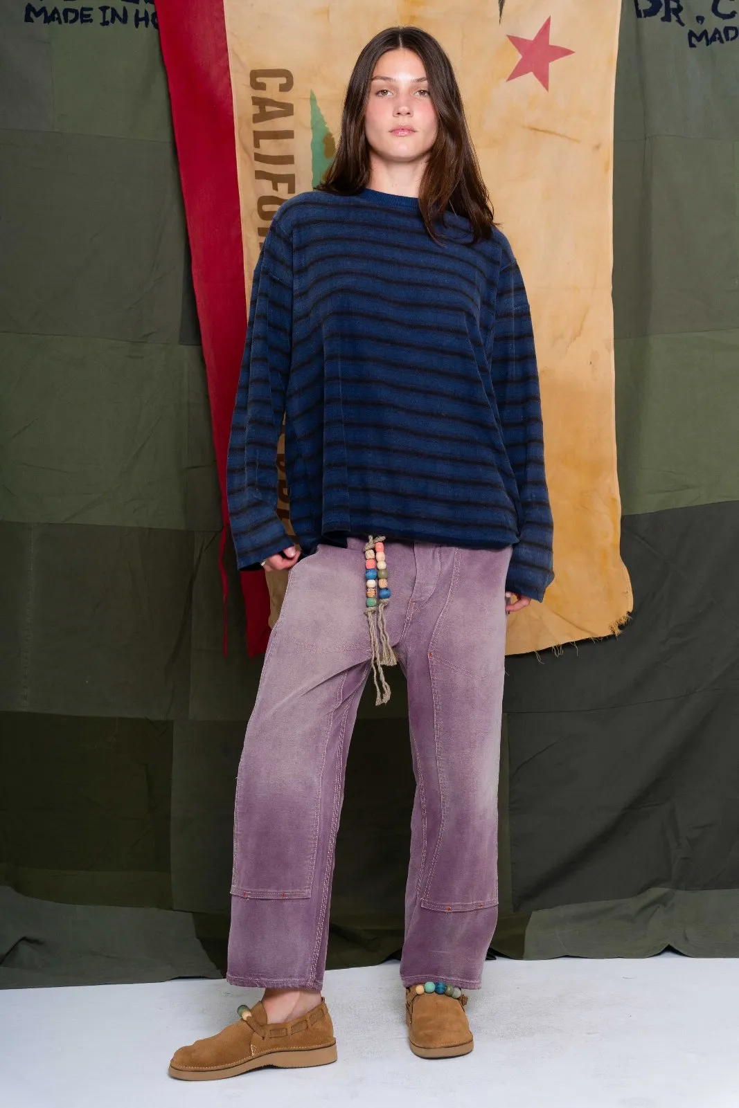 Derrick T Stripes Hemp/Organic Cotton Sunfaded Sailor Blue
