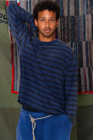 Derrick T Stripes Hemp/Organic Cotton Sunfaded Sailor Blue