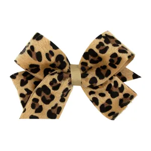 Faux Leopard with Grosgrain Hair Bow on Clippie