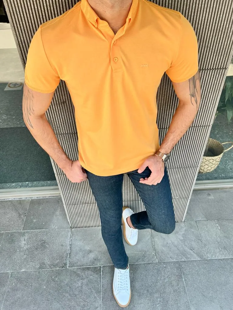 GentWith Laughlin Yellow Slim Fit Polo T-Shirt - GENT WITH