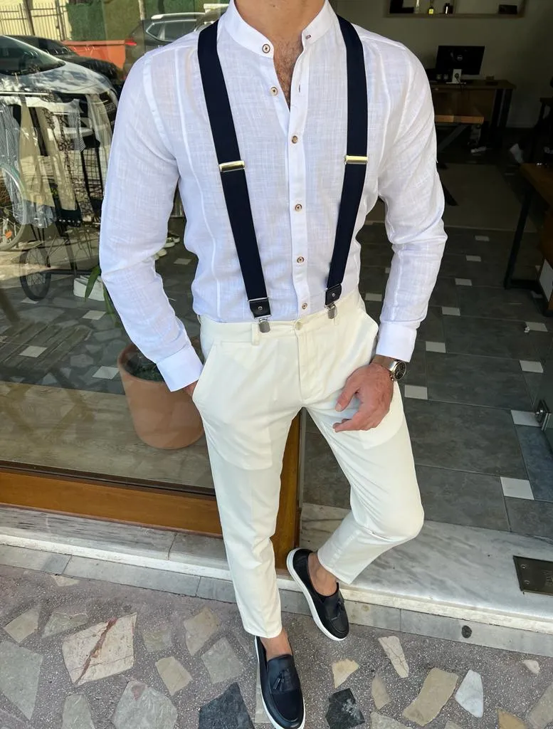GentWith Orlando White Slim Fit Long Sleeve Cotton Shirt - GENT WITH